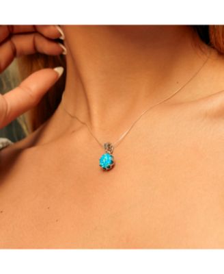 Round Opal High Quality Sterling Silver Pendant Necklace