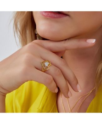 Geometric Heart Adjustable Ring in Sterling Silver