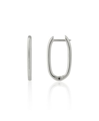 Oval Rectangular Sterling Silver Hoop Earring