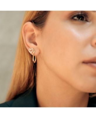 Oval Rectangular Sterling Silver Hoop Earring