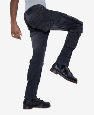 Men's All Over Multi Cargo Pocket Straight Fit Fashion Jeans
