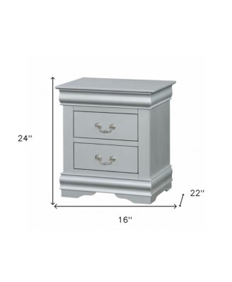 24" Platinum Two Drawers Nightstand