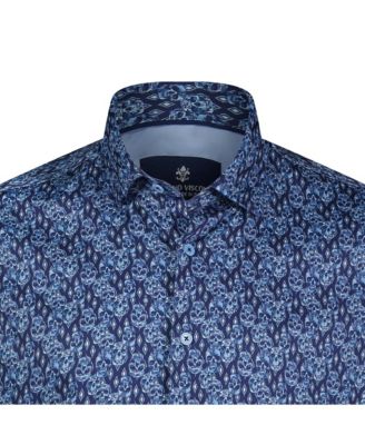 Мужская синяя рубашка с принтом черепа от ЛУЧИАНО ВИСКОНТИ