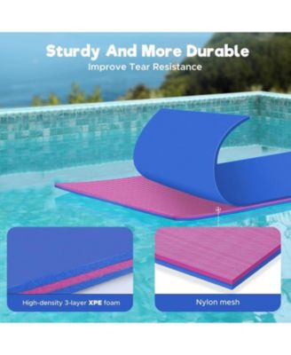 Blue Water Floating Mat Foam Pad, 7x3FT Bouncy Tear-Resistant XPE Foam