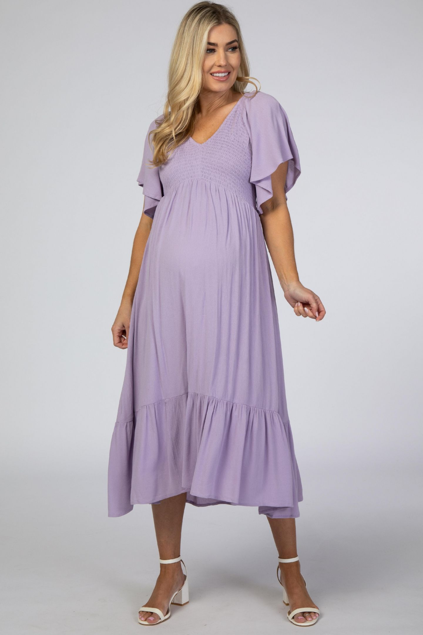 Женское платье Pinkblush Lavender Smocked Ruffle, цвет: Лавандовый — фото 4