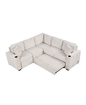 84.7" Sectional Pull-out Sofa Bed with Ottoman