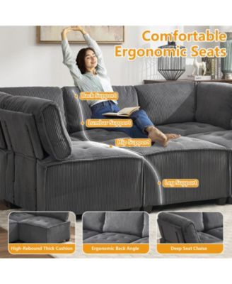 U-Shaped Modular Sectional Sofa with Reversible Chaise