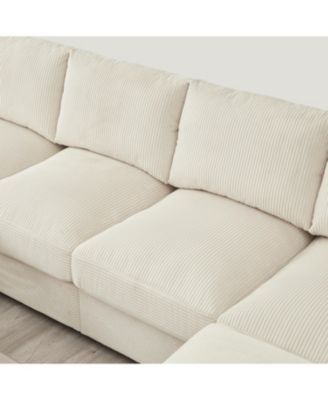 Corduroy Sectional Sofa with Ottomans