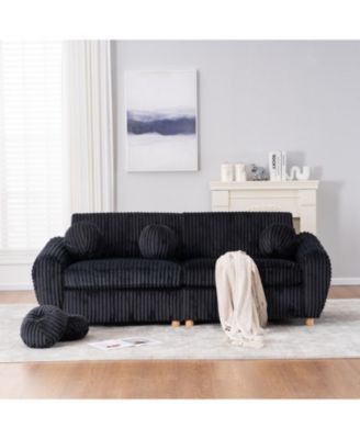 84" Black Corduroy Sofa Couch