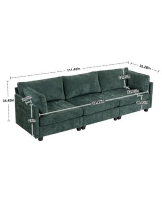 Streamdale 111.42x32.28" 3-Seater Chenille Sofa - Comfy, Cloud-Soft, with Side Pocket