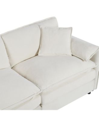Streamdale Cloud Sofa Sectional w/ Ottomans & Pillows, Beige