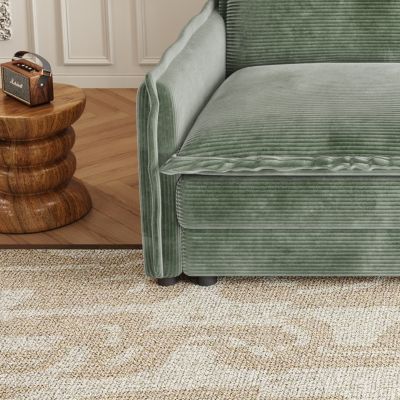 Corduroy Loveseat Sofa with Pillows