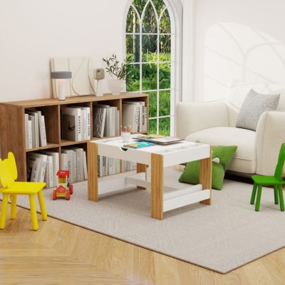 2-in-1 wooden Play Table with  Storage Compartments LEGO Compatibility Modern Activity Learning Table