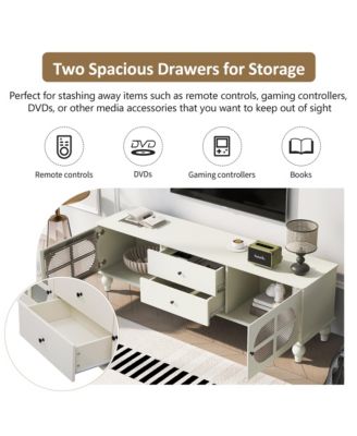 Streamdale Modern 68.9" TV Stand with Fluted Glass Doors for TVs up to 75
