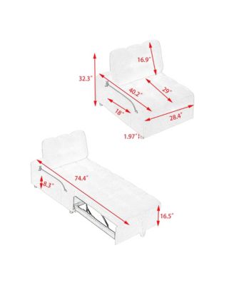 40.20 inches long, Teddy Sofa Fabric,a  convertible sofa-cum-bed, for Apartment Office Living Room