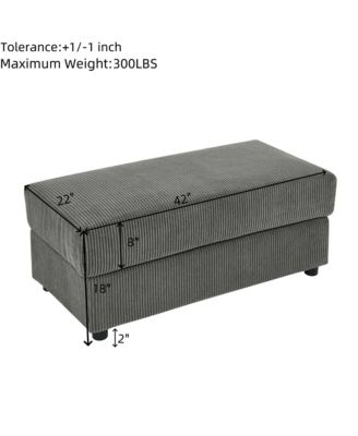 Modern Sofa, Storage & Ottoman, Comfy Grey Couch w/ Cup Holders & Chargers