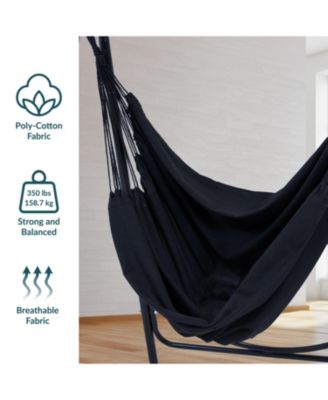 Indoor or Outdoor Hammock Chair with A-Frame Steel Stand - Anti-Tip Feet for Stability - Black