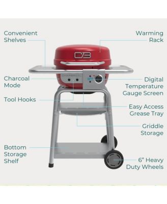 Bistro Pro Electric Grill and Griddle with Charcoal Mode - Red