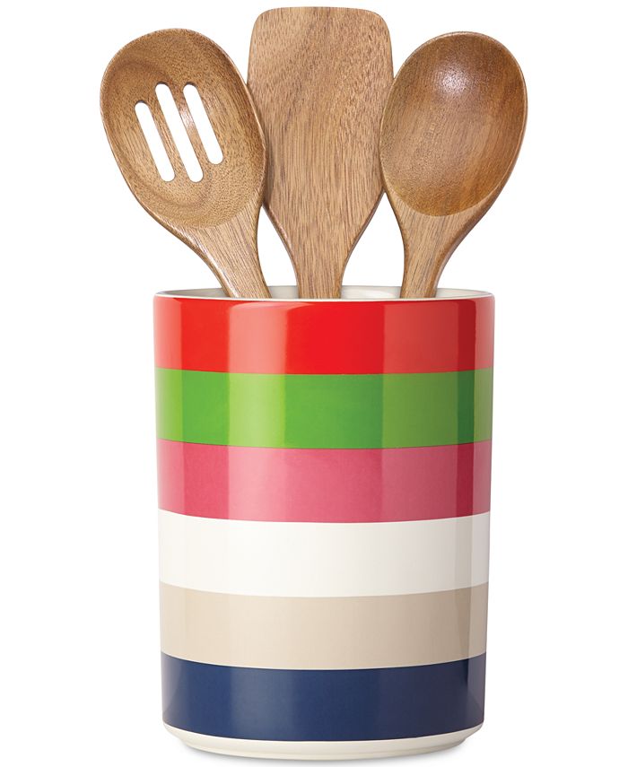 kate spade new york all in good taste Striped Utensil Crock and Wooden