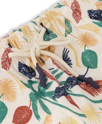 Sunset and Vines Men's Leaf-Pattern Woven Swim Trunks