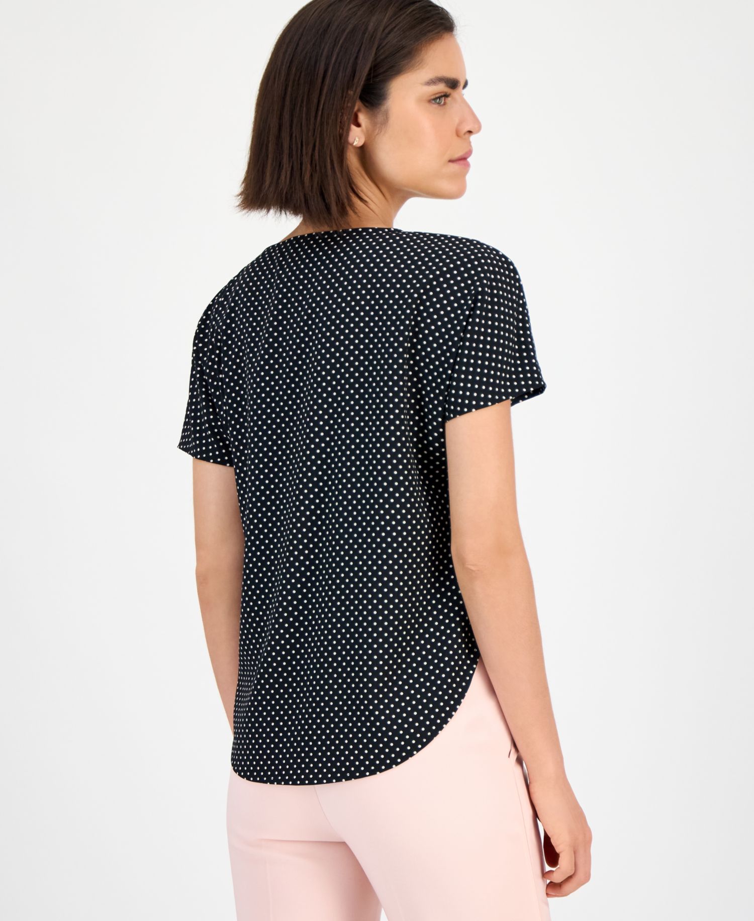 Petite Printed Boat-Neck Top