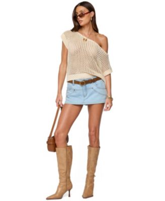 Womens Trix Off Shoulder Open Knit Top