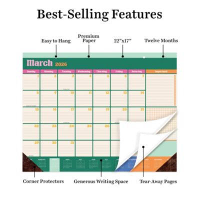 2026 Sherbet Large Desk Pad Monthly Blotter Calendar