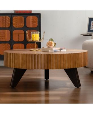 35.4 "Round Retro Coffee Table, Coffee Table Suitable For Coffee and Home Decor