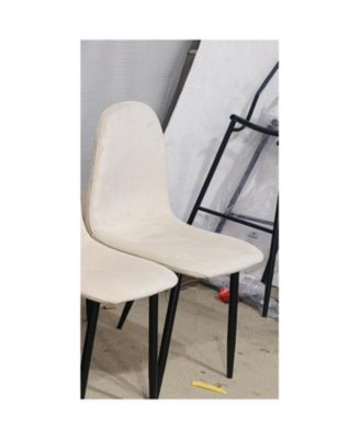 Set of 4 Modern Velvet Dining Chairs with Black Metal Legs (Beige)