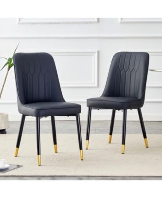 2 Black PU Dining and Living Room Chairs (Set of 2)