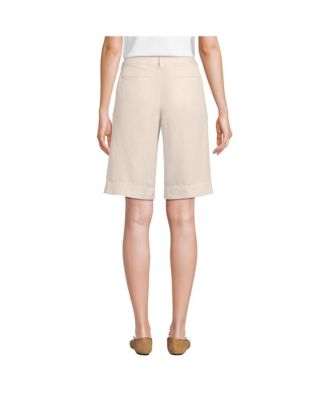 Женские льняные шорты-бермуды Lands'End из смесовой ткани с высокой посадкой на резинке 12"