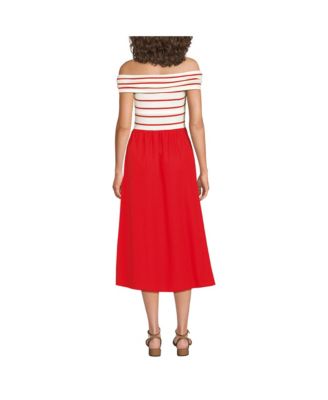 Женское облегающее платье из смешанной ткани с открытыми плечами Lands'End