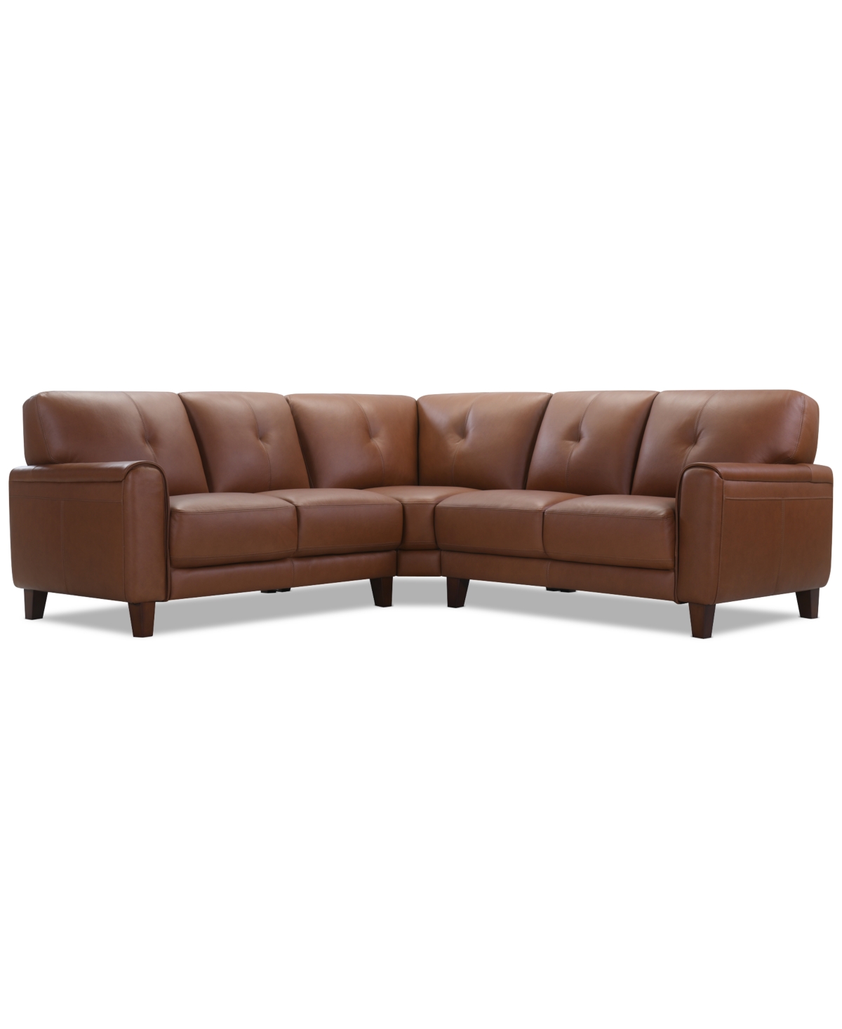Macy's Ashlinn 3-pc. Leather L Sectional, Exclusively At  In Brown
