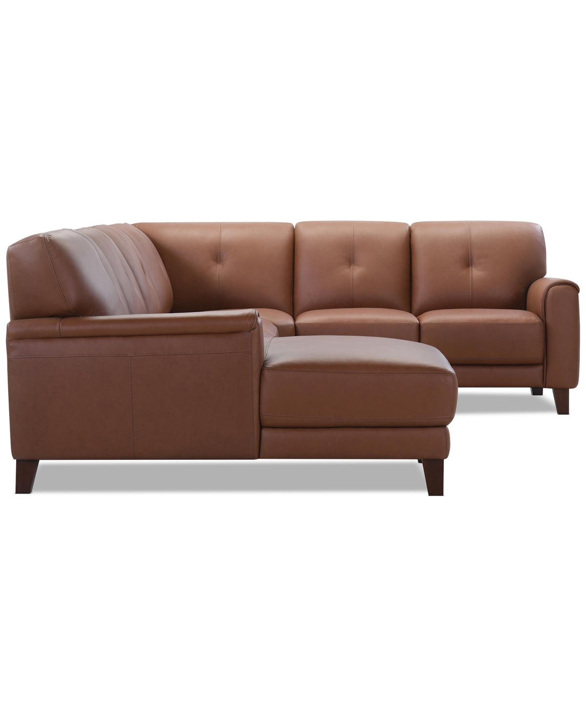 Macy's Ashlinn 4-pc. Leather Chaise Sectional, Exclusively At  In Brown
