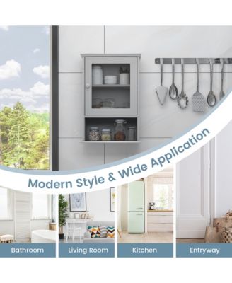 Wall Mounted Bathroom Cabinet Storage Organize Hanging Medicine Adjustable Shelf