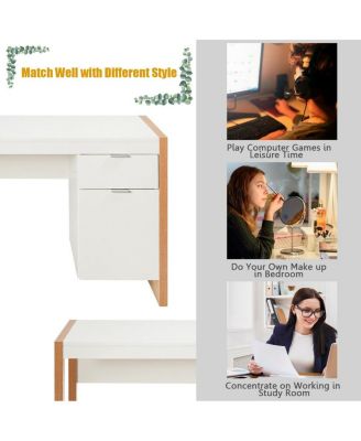 Modern Computer Desk Writing Workstation with Cabinet and Drawer