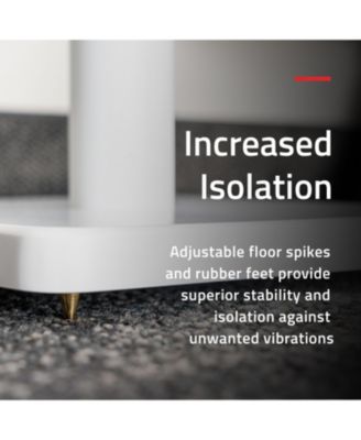 Floor Speaker Stands for Surround Sound and Bookshelf Speakers with Solid Construction, Adjustable Floor Spikes, Rubber Isolation Feet, Cable Management, Square Base - Matte White/Pair SS05SWH