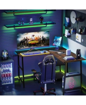 L-Shaped Corner Computer Desk with Storage Shelves