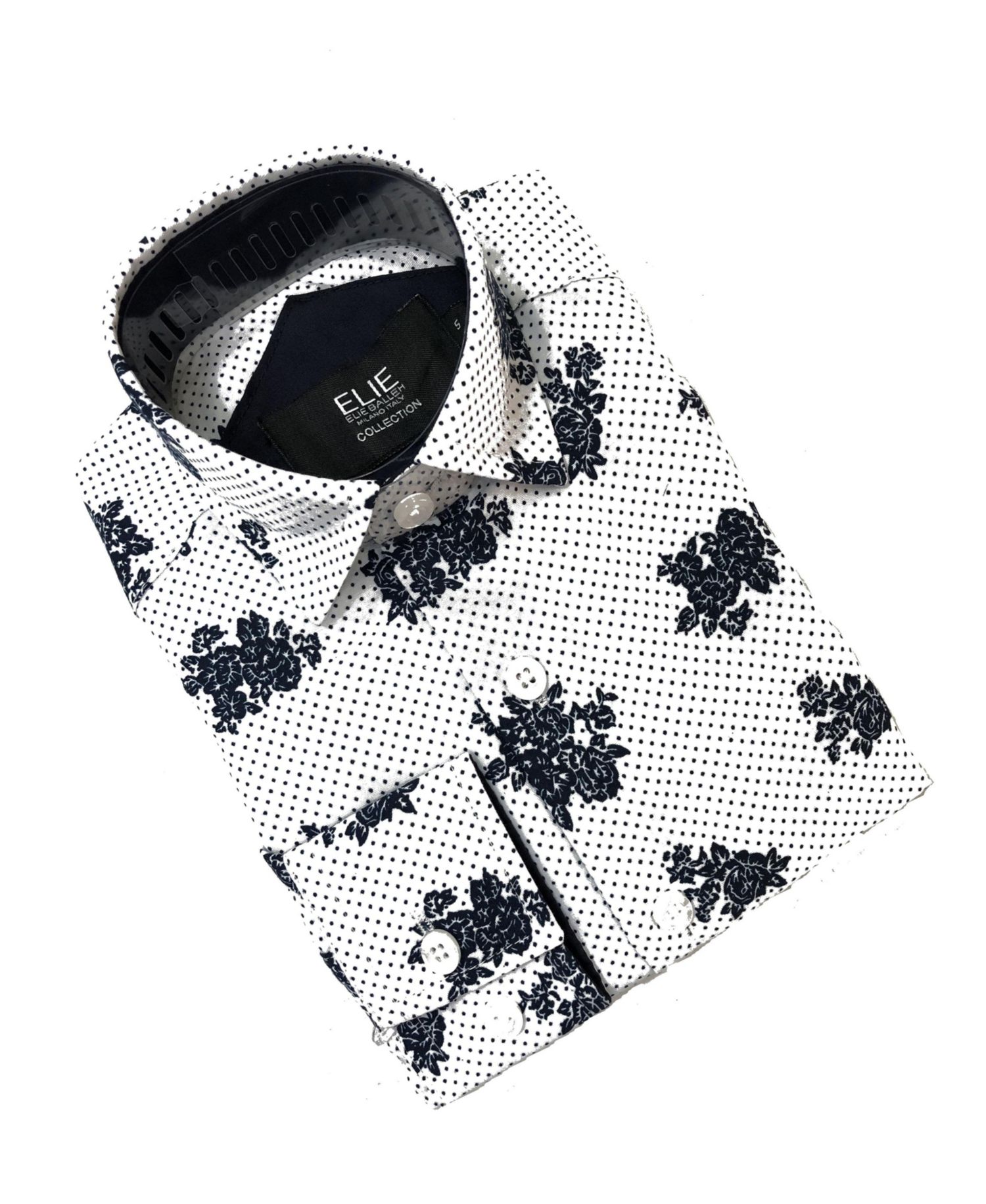 Big Boys White Floral Print Slim Fit Short Sleeve Shirt