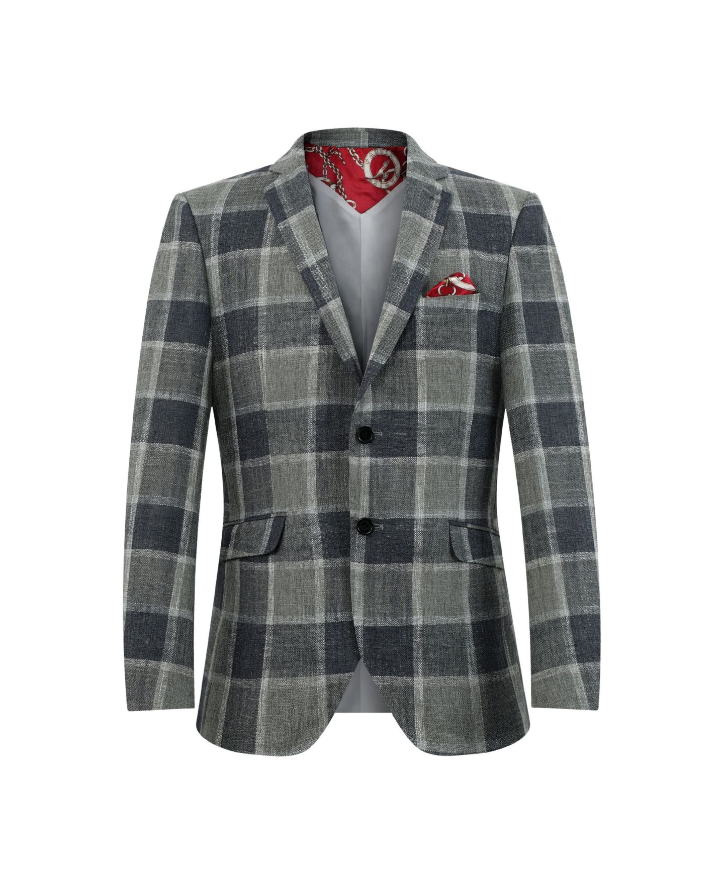 Пиджак Elie Balleh Grey Slim Fit Plaid Blazer для мальчиков, цвет: Серый — фото 1