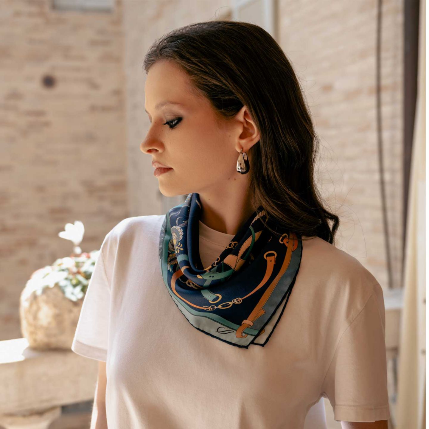 Женские аксессуары Elizabetta Camilla - Silk Bandana for Women, цвет: Синий — фото 4