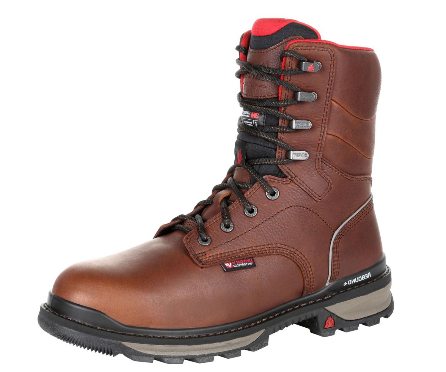 Мужские ботинки ROCKY Rams Horn Composite Toe Waterproof 800G Insulated Work Boot, цвет: Тёмный коричневый — фото 1