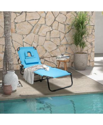 Folding Chaise Lounge Chair Bed Adjustable Patio Beach Camping Recliner