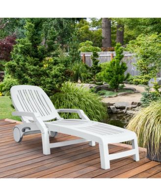 Set of 2 Patio Adjustable Chaise Lounge Chair Folding Recliner w/ Wheels