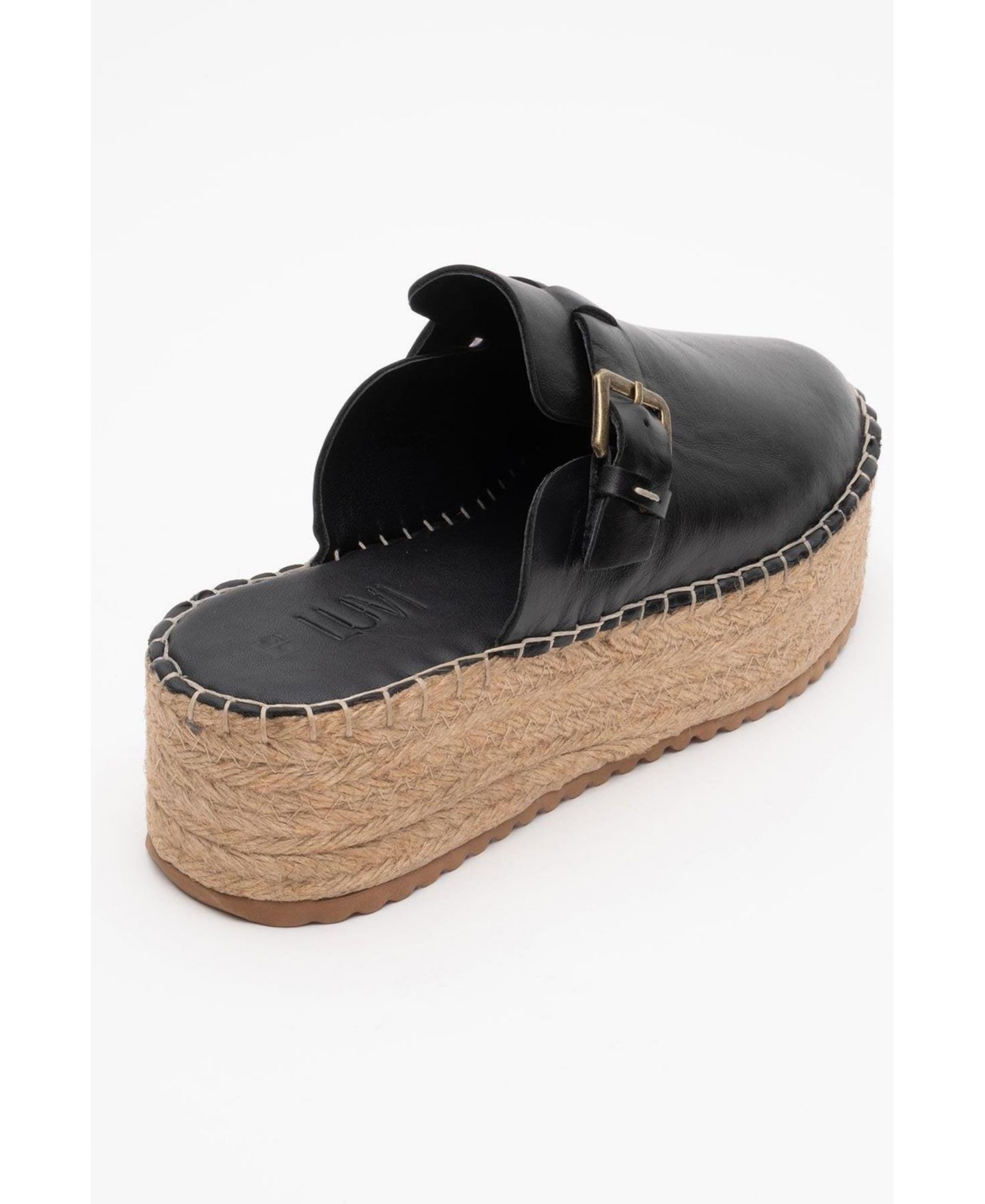 Женские сабо Forever & Always Shoes Novas Leather Platform Espadrille Mule (Women), цвет: Чёрный кожаный — фото 3