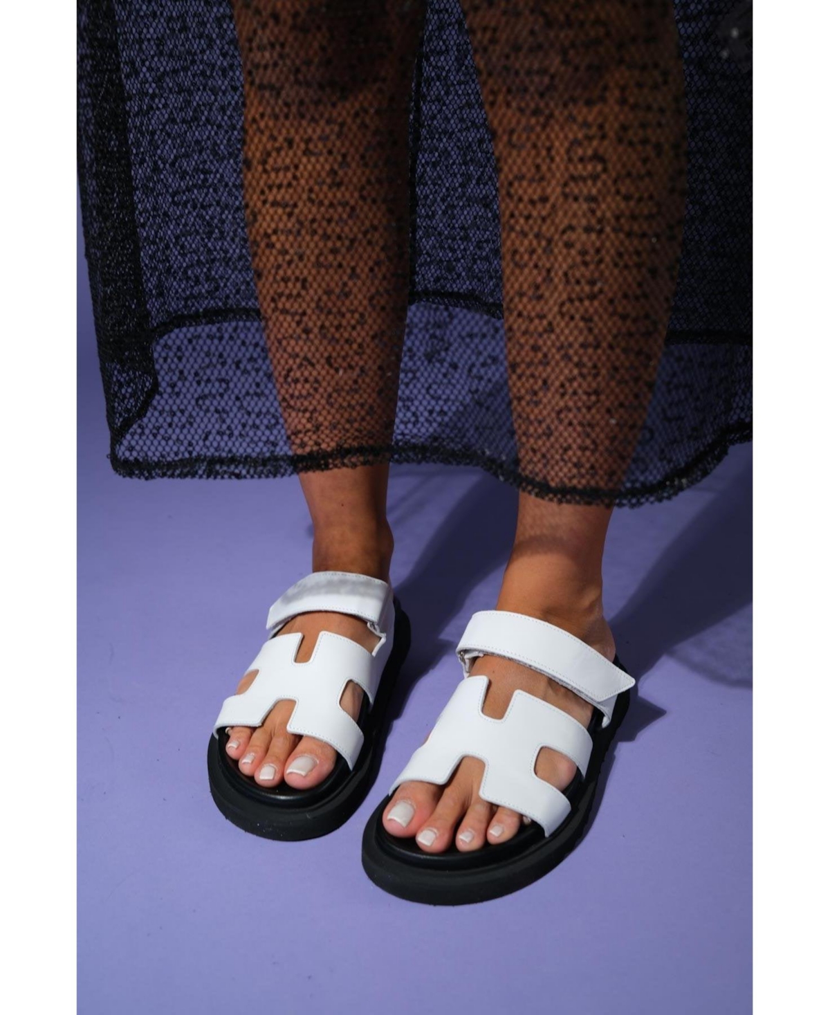 Morte Leather Slide Sandal (Women) - White leather