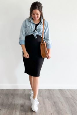 Maternity Charcoal Chambray Rolled Cuff Shirt