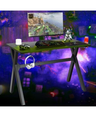 Ergonomic Gaming Desk with Mousepad and Cup Headphone Holder