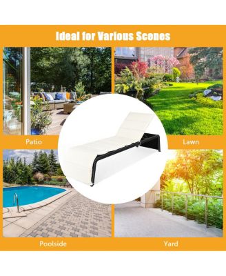 Adjustable Rattan Recliner Chaise Lounge Chair w/ Cushion Outdoor Patio