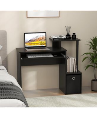 Space-saving Computer Desk with Pull-out Keyboard Tray